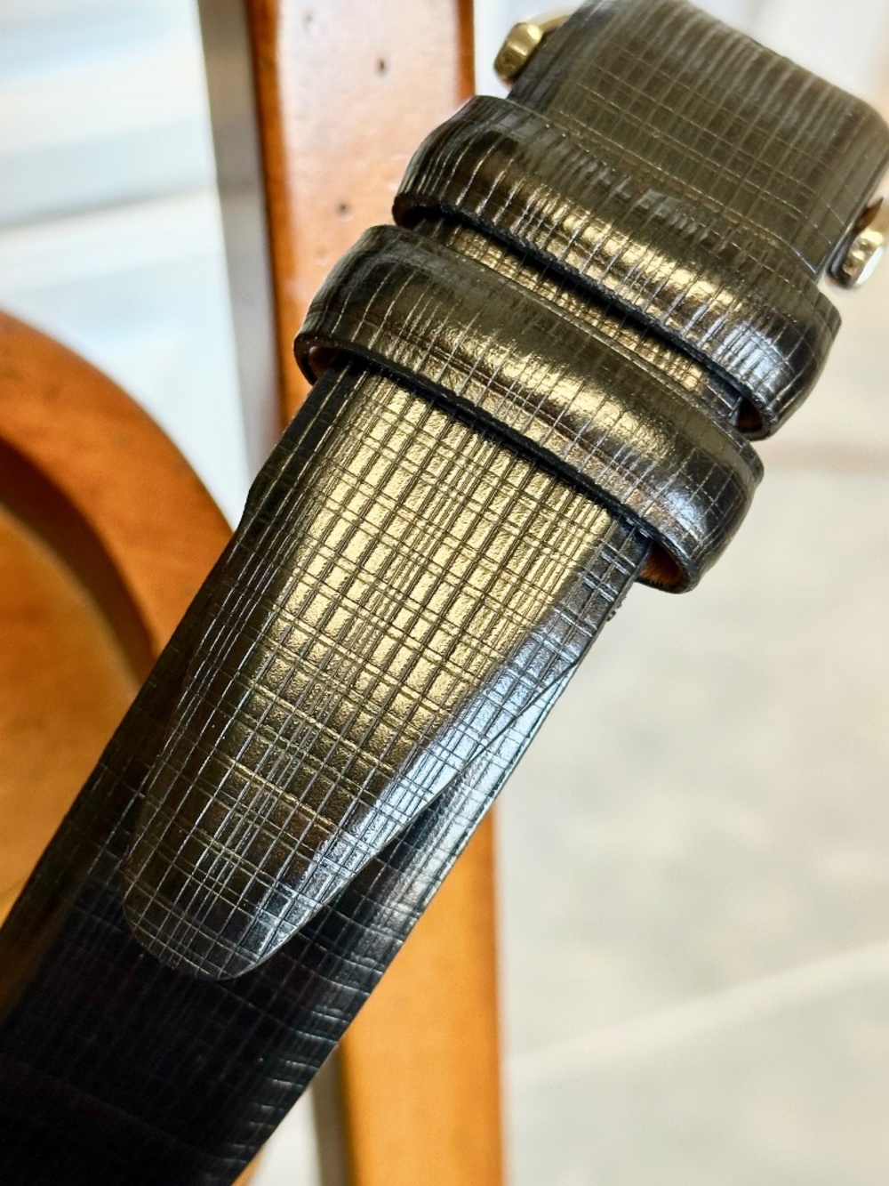 Remo Tulliani Cross-Hatch Pattern Leather Belt Mens SZ 36 - Picture 9 of 15